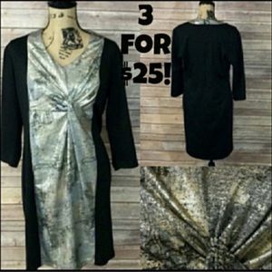 Kate & Mallory Black Color Block Metallic Dress L